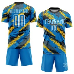 Jersey Blue Powder Soccer Yellow-White Sublimation Custom Uniform