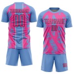 Irregular Soccer Custom Light Shapes Sublimation Blue Uniform Jersey Pink-White