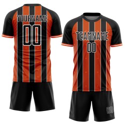 Uniform Soccer Pinstripe Jersey Orange-White Custom Line Black Sports Sublimation