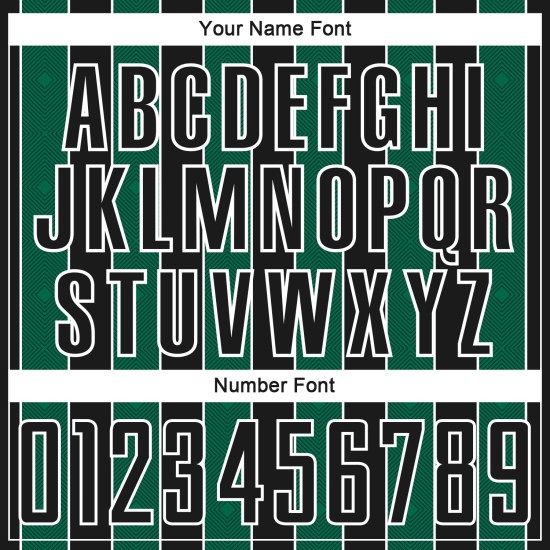 Custom Kelly Sublimation Black Jersey Green-White Line Sports Uniform Soccer Pinstripe