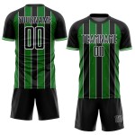 Soccer Pinstripe Line Jersey Sports Green-White Grass Custom Sublimation Black Uniform