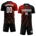 White Soccer Black-Gold Jersey Sublimation Red Custom Uniform