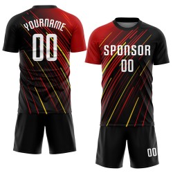 White Soccer Black-Gold Jersey Sublimation Red Custom Uniform