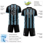 Pinstripe Line Soccer Custom Sports Uniform Sublimation Black Shadow Jersey Blue-White