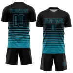 Soccer Jersey Pinstripe Sublimation Black Fashion Custom Teal Fade Uniform