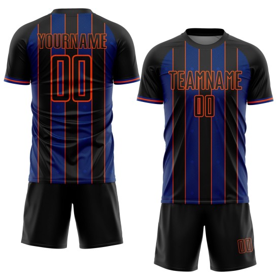 Royal-Orange Jersey Black Uniform Sports Sublimation Pinstripe Custom Soccer Line Royal-Orange Jersey Black Uniform Sports Sublimation Pinstripe Custom Soccer Line