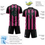 Sublimation Uniform Sports Soccer Green Line Jersey Pinstripe Custom Pink-Kelly Black