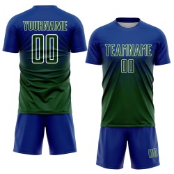 Uniform Jersey Sublimation Custom Green-White Royal Soccer