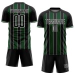 Uniform Green-White Line Black Jersey Soccer Sports Custom Sublimation Pinstripe