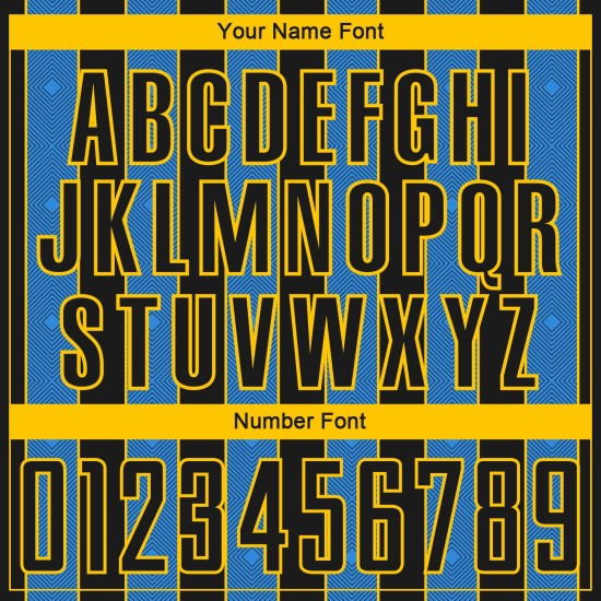 Powder Soccer Sports Line Sublimation Blue-Yellow Custom Pinstripe Uniform Black Jersey