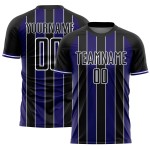 Pinstripe Purple-White Soccer Sports Uniform Black Line Jersey Dark Custom Sublimation