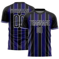 Pinstripe Purple-White Soccer Sports Uniform Black Line Jersey Dark Custom Sublimation