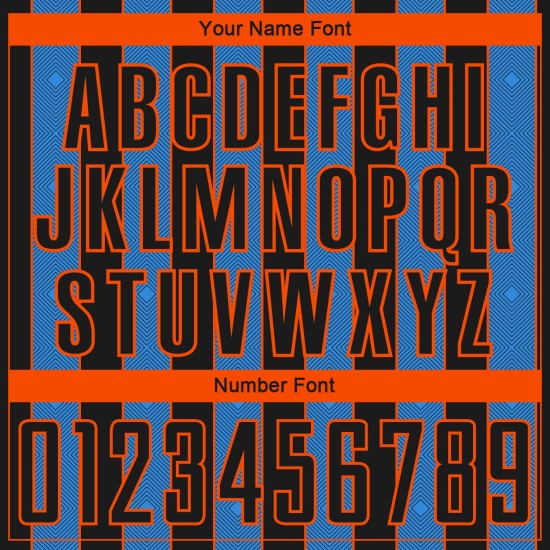 Custom Soccer Pinstripe Sublimation Powder Sports Line Jersey Black Blue-Orange Uniform