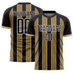 Old Custom Pinstripe Black Sports Soccer Sublimation Gold-White Line Uniform Jersey