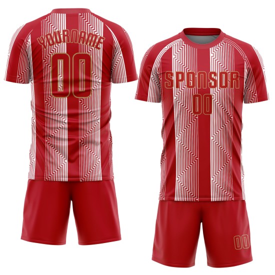 Gold Uniform Custom Sublimation Soccer Jersey Red-Old Red