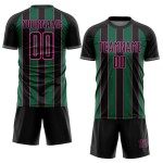 Soccer Pinstripe Kelly Uniform Sublimation Line Green-Pink Black Jersey Custom Sports