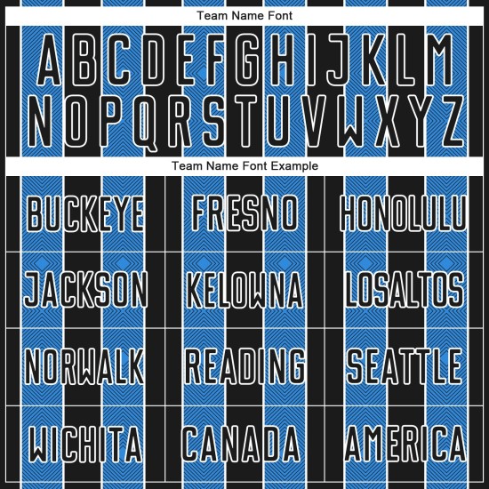 Black Uniform Custom Pinstripe Soccer Line Sports Powder Sublimation Blue-White Jersey