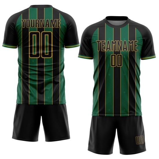 Uniform Gold Kelly Green-Old Jersey Black Custom Sublimation Line Sports Soccer Pinstripe