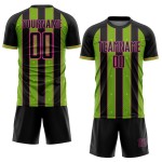 Soccer Sublimation Green-Pink Neon Pinstripe Custom Jersey Uniform Line Black Sports