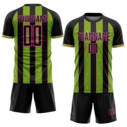 Soccer Sublimation Green-Pink Neon Pinstripe Custom Jersey Uniform Line Black Sports