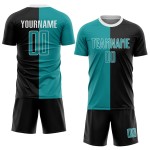 Black Sublimation Uniform Jersey Teal-White Soccer Fashion Split Custom