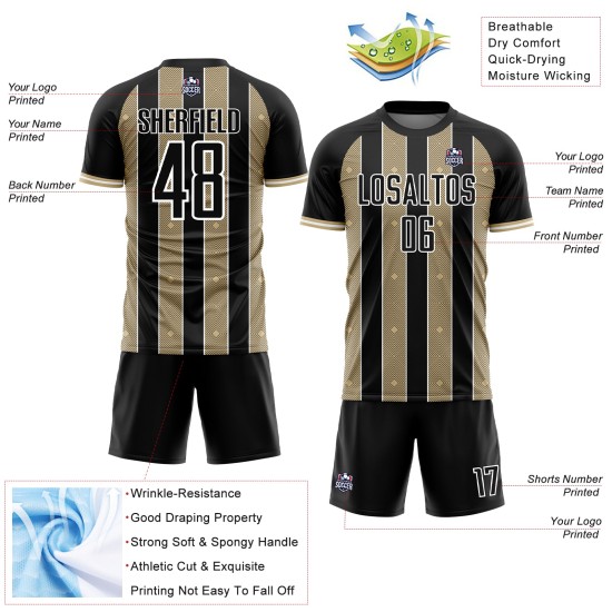 Sports Custom Pinstripe Uniform Gold-White Jersey Soccer Vegas Sublimation Line Black