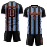Sports Custom Sublimation Jersey Line Light Black Blue-Orange Uniform Soccer Pinstripe