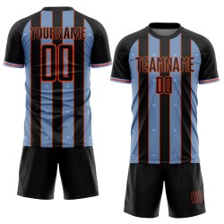 Sports Custom Sublimation Jersey Line Light Black Blue-Orange Uniform Soccer Pinstripe