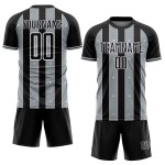 Soccer Jersey Black Pinstripe Silver-White Uniform Sports Sublimation Custom Line