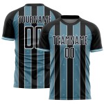 Pinstripe Line Soccer Custom Sports Uniform Sublimation Black Shadow Jersey Blue-White