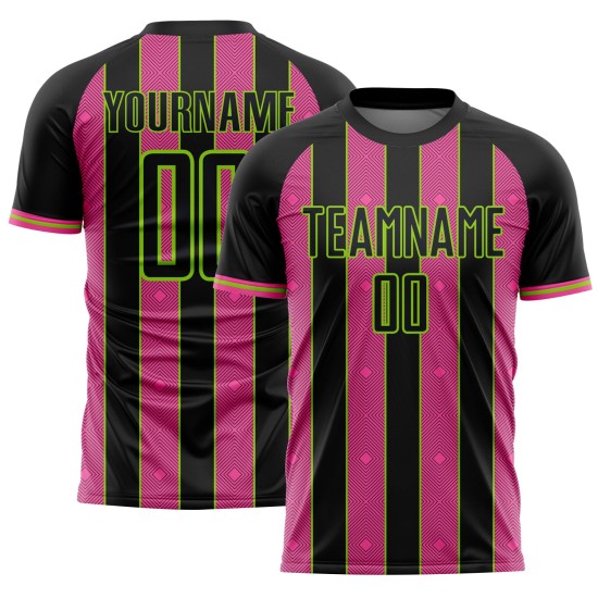Line Uniform Jersey Black Soccer Custom Pink-Neon Pinstripe Sports Green Sublimation
