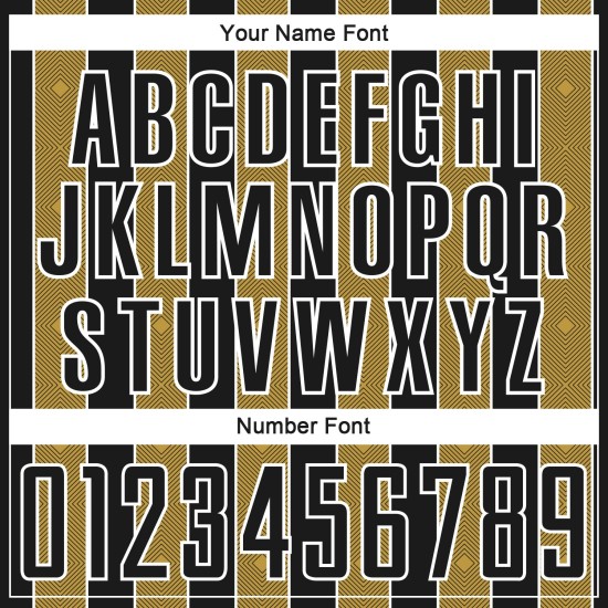 Old Custom Pinstripe Black Sports Soccer Sublimation Gold-White Line Uniform Jersey