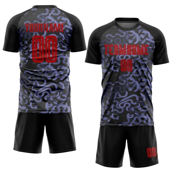 Black Soccer Red-Purple Uniform Custom Jersey Third Sublimation