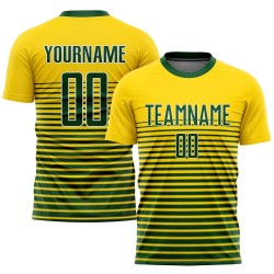 Jersey Green-White Uniform Gold Custom Soccer Sublimation