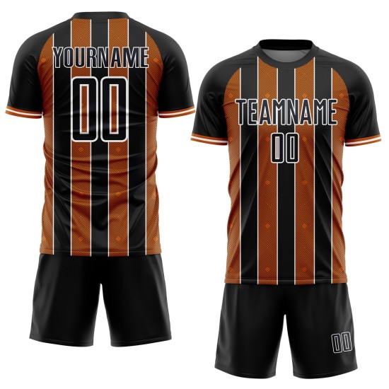 Custom Uniform Soccer Jersey Texas Pinstripe Sports Orange-White Line Black Sublimation
