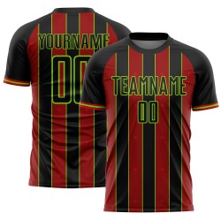 Jersey Red-Neon Pinstripe Soccer Green Sports Sublimation Line Custom Black Uniform