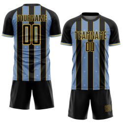 Uniform Black Custom Light Line Jersey Blue-Yellow Sports Sublimation Pinstripe Soccer