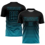 Soccer Jersey Pinstripe Sublimation Black Fashion Custom Teal Fade Uniform