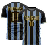 Uniform Black Custom Light Line Jersey Blue-Yellow Sports Sublimation Pinstripe Soccer