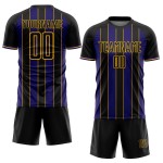 Black Uniform Sublimation Line Dark Jersey Custom Soccer Pinstripe Purple-Gold Sports