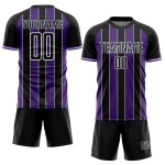Jersey Uniform Sports Sublimation Pinstripe Line Soccer Custom Black Purple-White