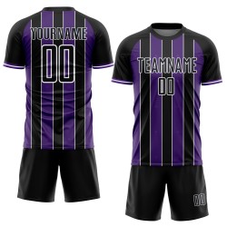 Jersey Uniform Sports Sublimation Pinstripe Line Soccer Custom Black Purple-White