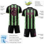 Uniform Soccer Sports Pea Sublimation Jersey Pinstripe Line Black Green-Pink Custom
