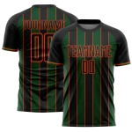 Pinstripe Sports Green-Orange Custom Sublimation Soccer Uniform Line Jersey Black Pinstripe Sports Green-Orange Custom Sublimation Soccer Uniform Line Jersey Black