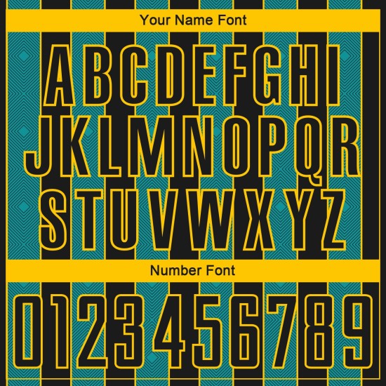 Teal-Yellow Uniform Soccer Line Custom Sports Jersey Sublimation Pinstripe Black