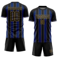 Black Jersey Gold Royal-Old Uniform Pinstripe Sublimation Sports Custom Soccer Line