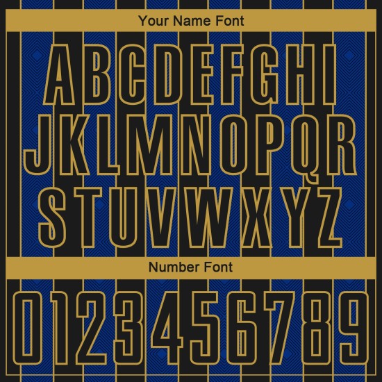 Black Jersey Gold Royal-Old Uniform Pinstripe Sublimation Sports Custom Soccer Line