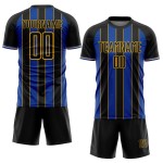 Jersey Black Line Sublimation Sports Uniform Custom Soccer Thunder Blue-Gold Pinstripe