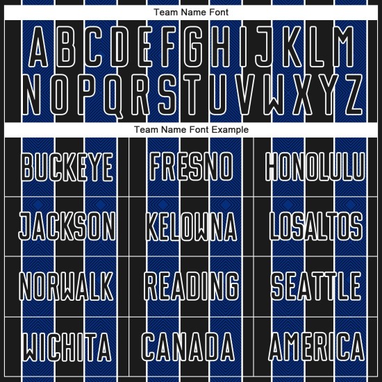 Black Uniform Royal-White Soccer Sports Custom Line Pinstripe Sublimation Jersey