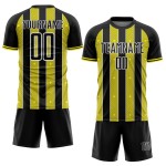 Custom Yellow-White Line Uniform Sublimation Light Black Pinstripe Sports Jersey Soccer